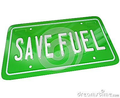 Save Fuel Green License Plate Earth Friendly Power Stock Photo
