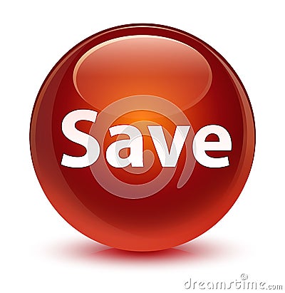 Save glassy brown round button Cartoon Illustration