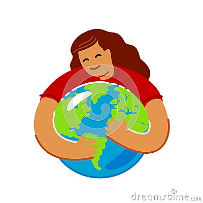 Save green planet environment. Earth Day, ecology concept in flat style Vector Illustration