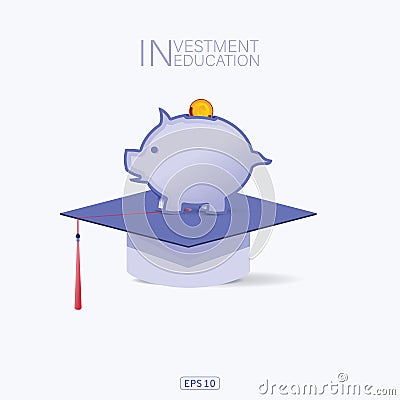 Savings for higher education concept. Cartoon Illustration