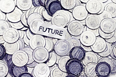 save money concept,tag future above algeria coin. Stock Photo