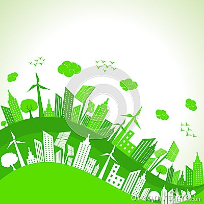 Save Nature Concept with Ecocity Vector Illustration