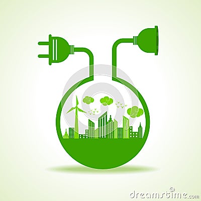 Save Nature Concept with Ecocity Vector Illustration