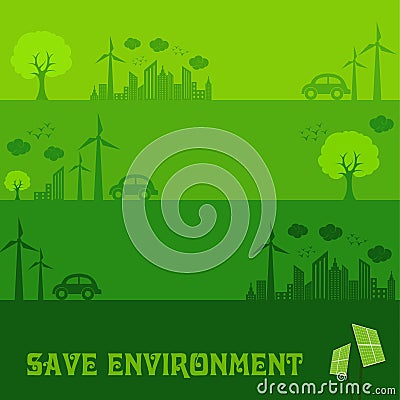 Save Nature Concept with Ecocity Vector Illustration