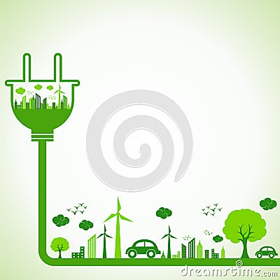 Save Nature Concept with Ecocity Vector Illustration