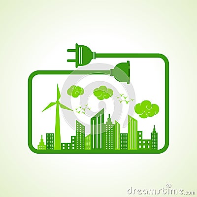 Save Nature Concept with Ecocity Vector Illustration