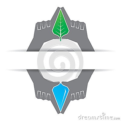 Save nature concept with leaf and waterdrop Vector Illustration