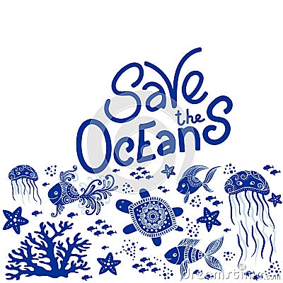 Save the Ocean Vector Illustration