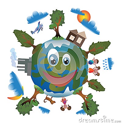 Save the planet concept . Environmentally friendly Vector Illustration