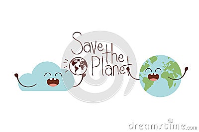 Save the planet label icon Vector Illustration