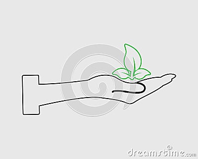 Save Plant line Icon Vector Illustration