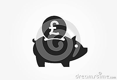 Save pound sterling icon. british money piggy bank. banking and finance symbol Vector Illustration