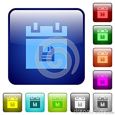 Save schedule data color square buttons Stock Photo