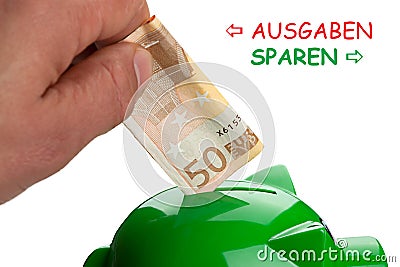Save Spend in German Stock Photo
