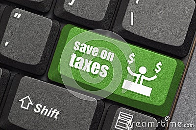 Save on taxes key on keyboard Stock Photo