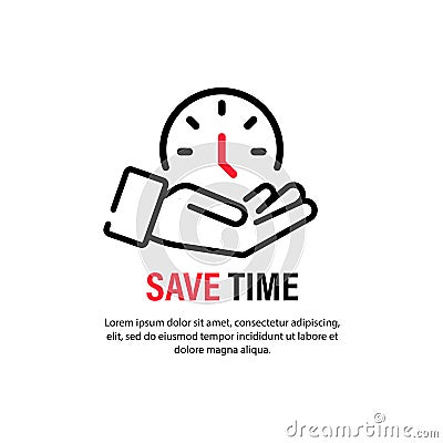 Save time icon. Time management. Bussiness concept. Vector on isolated white background. EPS 10 Vector Illustration