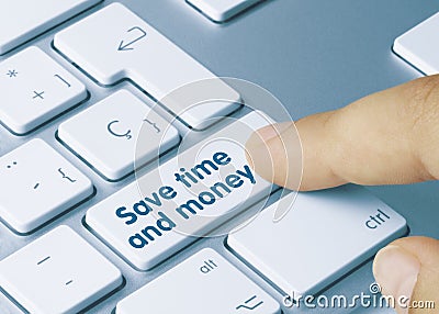 Save time and money - Inscription on Blue Keyboard Key Stock Photo