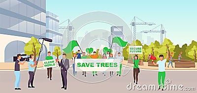 Save trees social protest flat illustration Vector Illustration