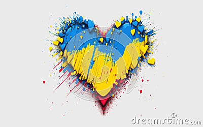 Save Ukraine support icon conceptual heart ilustration tag for social media header or poster template. Blue and yellow Vector Illustration