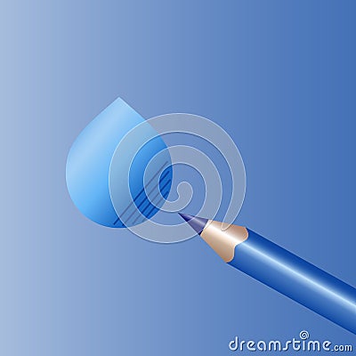 Save water concept with pencil with water drops stock vector Vector Illustration