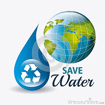 Save water ecology Vector Illustration