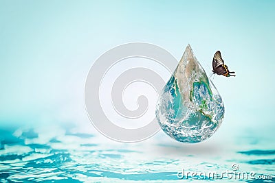 Save water and green environment protection concept: Elements of this image furnished by NASA Stock Photo