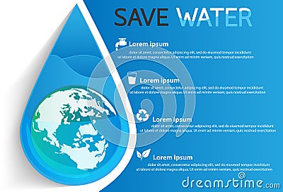 Save water info graphic design Vector Illustration