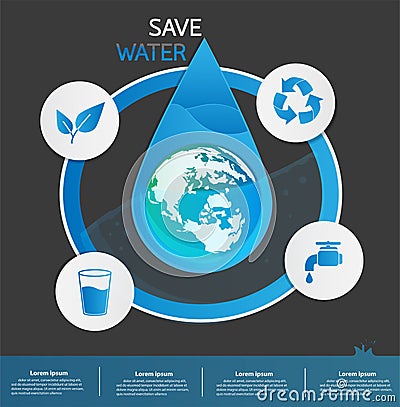 save water info graphic design vector or background Vector Illustration