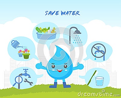 Save the water, infographic Vector Illustration