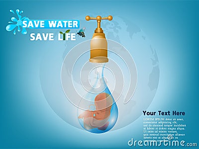 Save water Save life concept. Vector Illustration