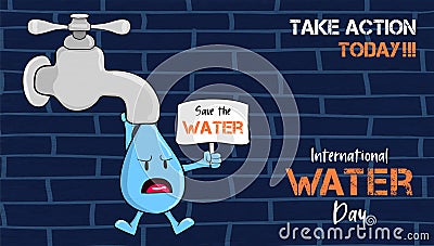 Save the waters card for world water day action Vector Illustration