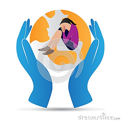 Save woman Vector Illustration