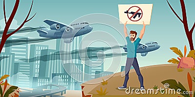 Save the world concept man with crossed gun banner Vector Illustration
