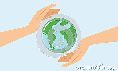 Save the world, Happy earth day concept, Sign of environment. Vector Illustration