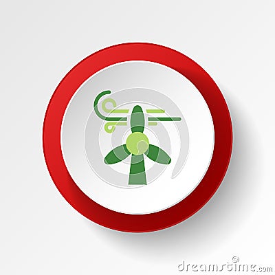 save the world, wind turbine colored button. Elements of save the earth. Signs and symbols can be used for web, logo, mobile app, Stock Photo