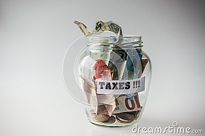 Saved money for taxes Stock Photo