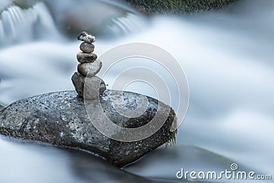 Savegre River whit stones in zen position. Costa Rica Stock Photo