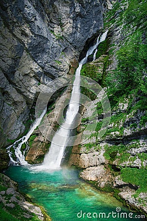 Savica waterfall near Bohinj, Slovenia Stock Photo