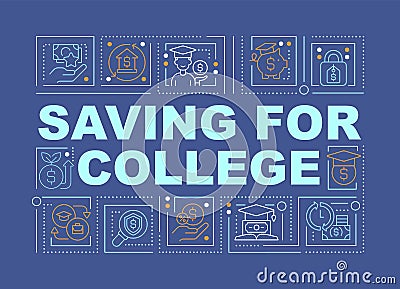 Saving for college word concepts dark blue banner Vector Illustration