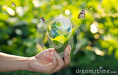 Saving energy concept, Earth day Stock Photo