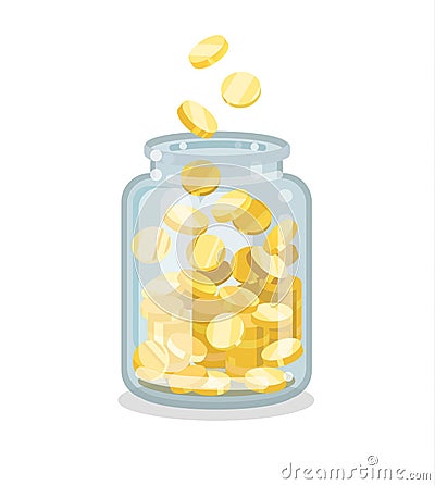 Saving flat money jar Vector Illustration