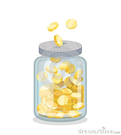 Saving flat money jar Vector Illustration