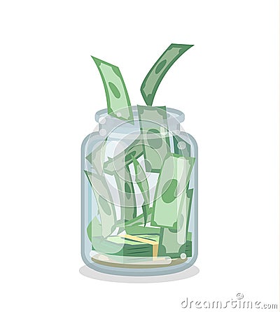 Saving flat money jar Vector Illustration