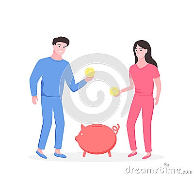 Saving and investing money concept. Vector Illustration