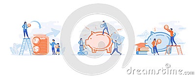 saving money concept. Saving money - home, budget, financial management. Vector Illustration