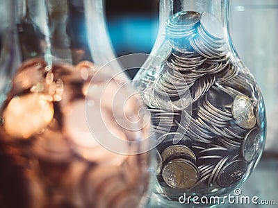 Saving Money Finance concept Coin collect Coinbank Stock Photo