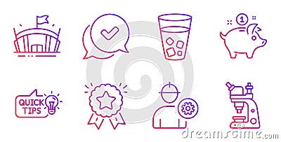 Saving money, Ranking star and Ice tea icons set. Engineer, Education idea and Approved signs. Vector Vector Illustration