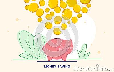 Saving money strategy with piggy bank box Vector Illustration