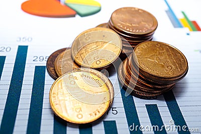 Saving stack coins money Charts Graphs. Financial development, Banking Accounting, Statistics Investment Analytic research data, S Stock Photo