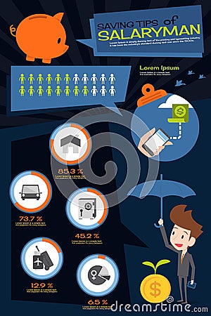 Saving tips infographics design Vector Illustration